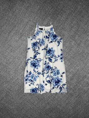 Bcx Blue And White Floral Halter Dress